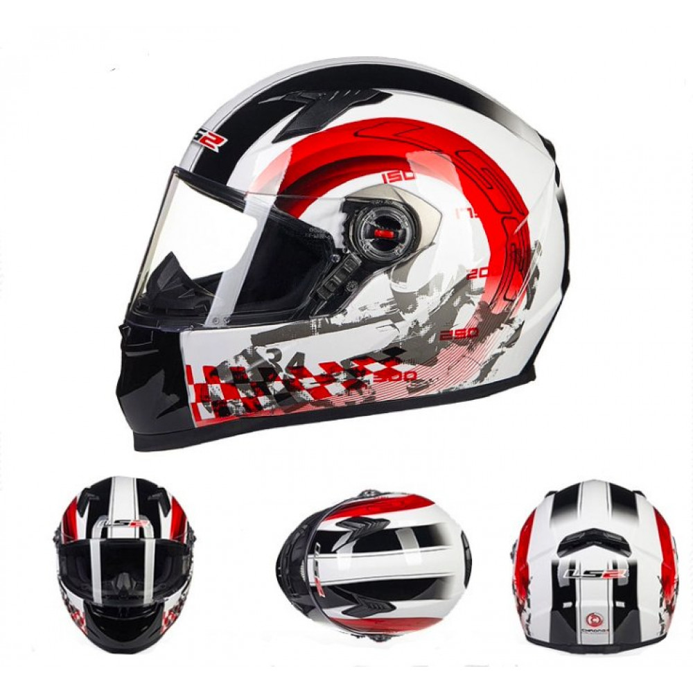 Шлем для мотоцикла LS2 FF358 (черный-красный-белый) 