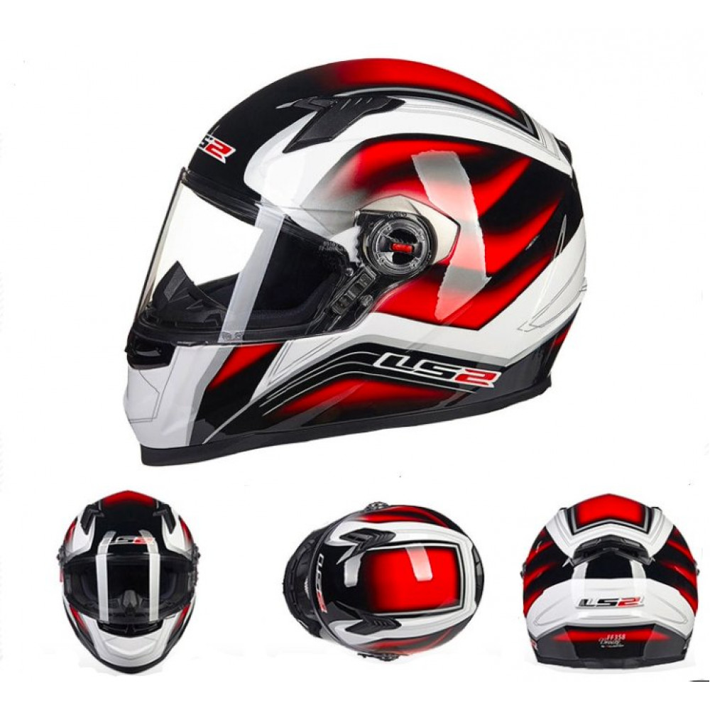 Шлем для мотоцикла LS2 FF358 (черный-белый-красный) 