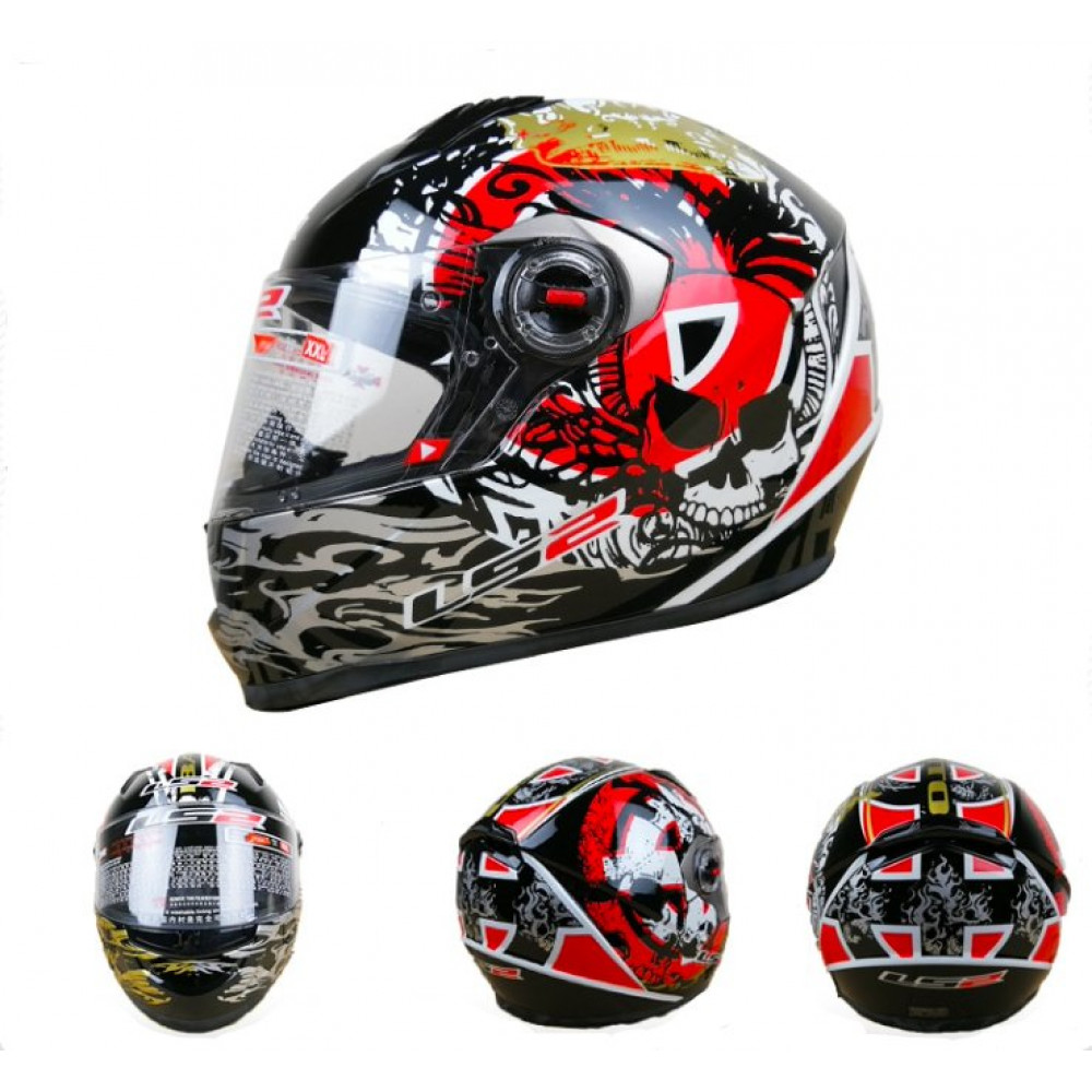 Шлем для мотоцикла LS2 FF358 (черный череп) 