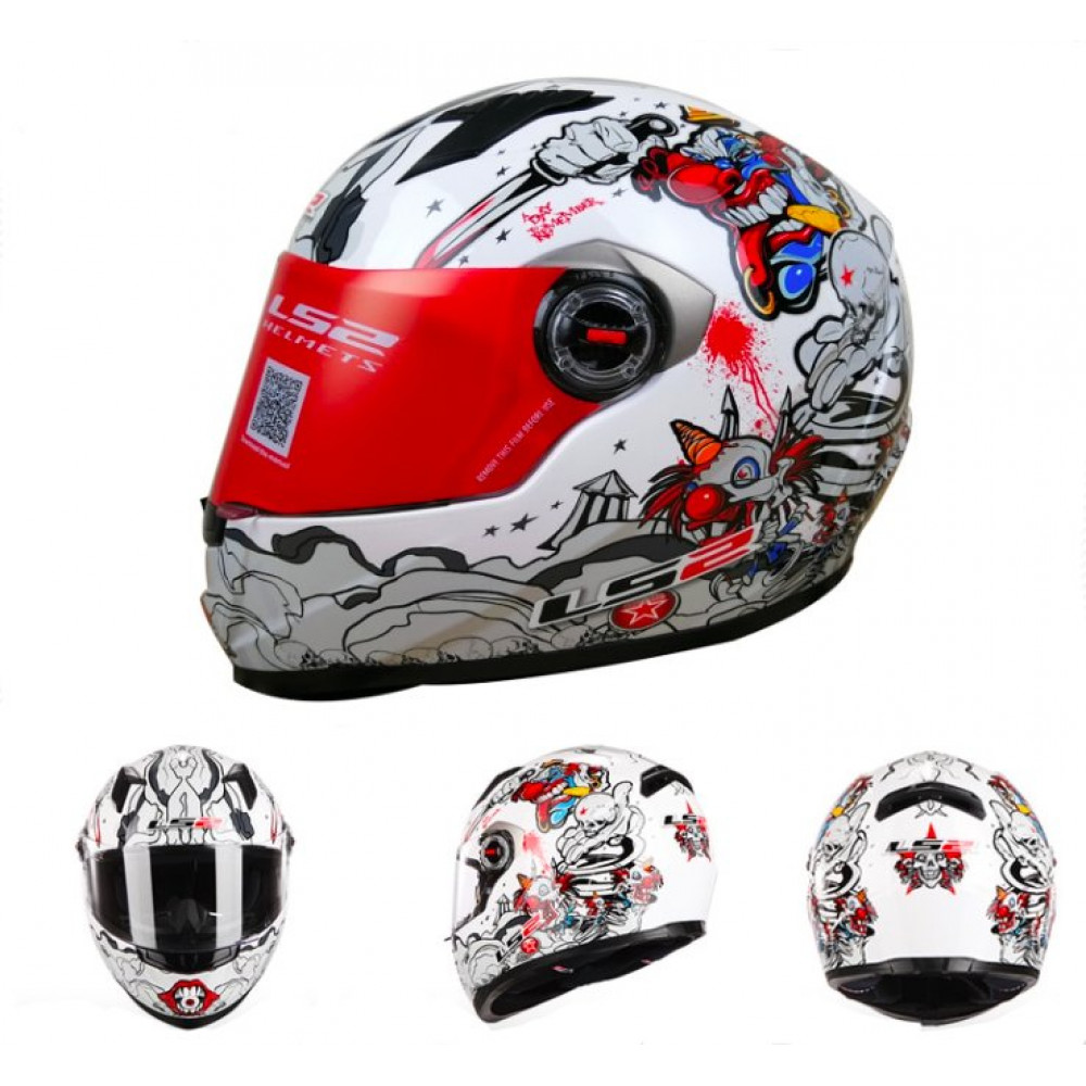 Шлем для мотоцикла LS2 FF358 (белый-разноцветный) 