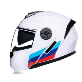 Шлем для мотоцикла ORZ HELMETS (белый с полосами)