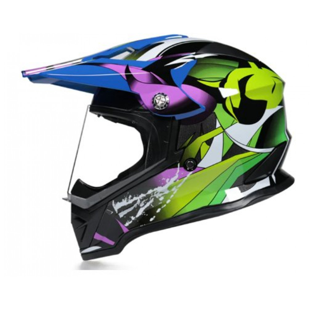 Шлем для мотоцикла ORZ CE-819 (черный-зеленый-синий)