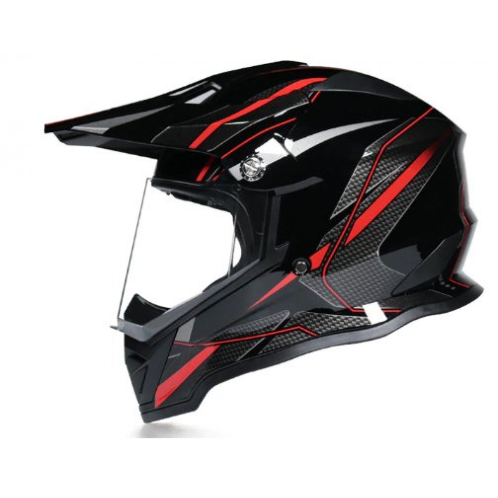 Шлем для мотоцикла ORZ CE-819 (черный-красный клетка)