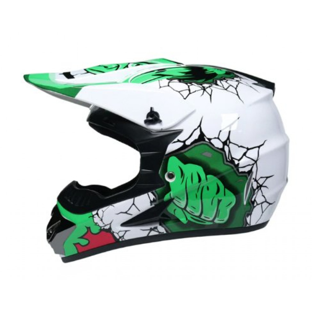 Шлем для мотокросса Orz (белый-зеленый Халк)