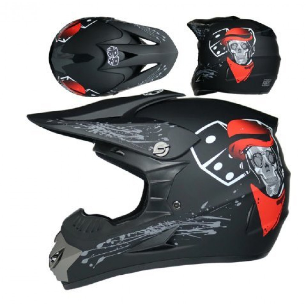 Шлем для мотокросса Orz (черный Игральная кость)