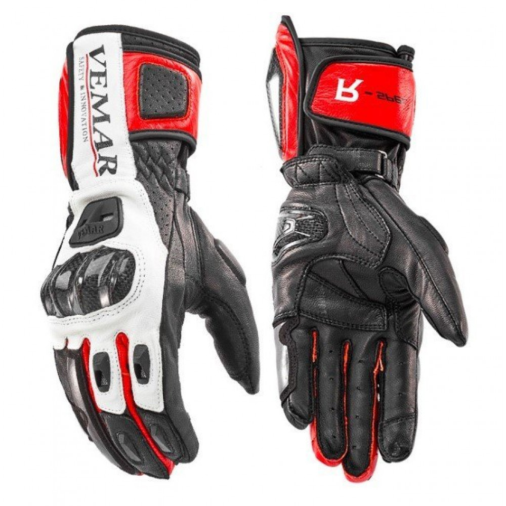 Перчатки для мотоциклистов VEMAR VE-176 (черный-белый-красный)