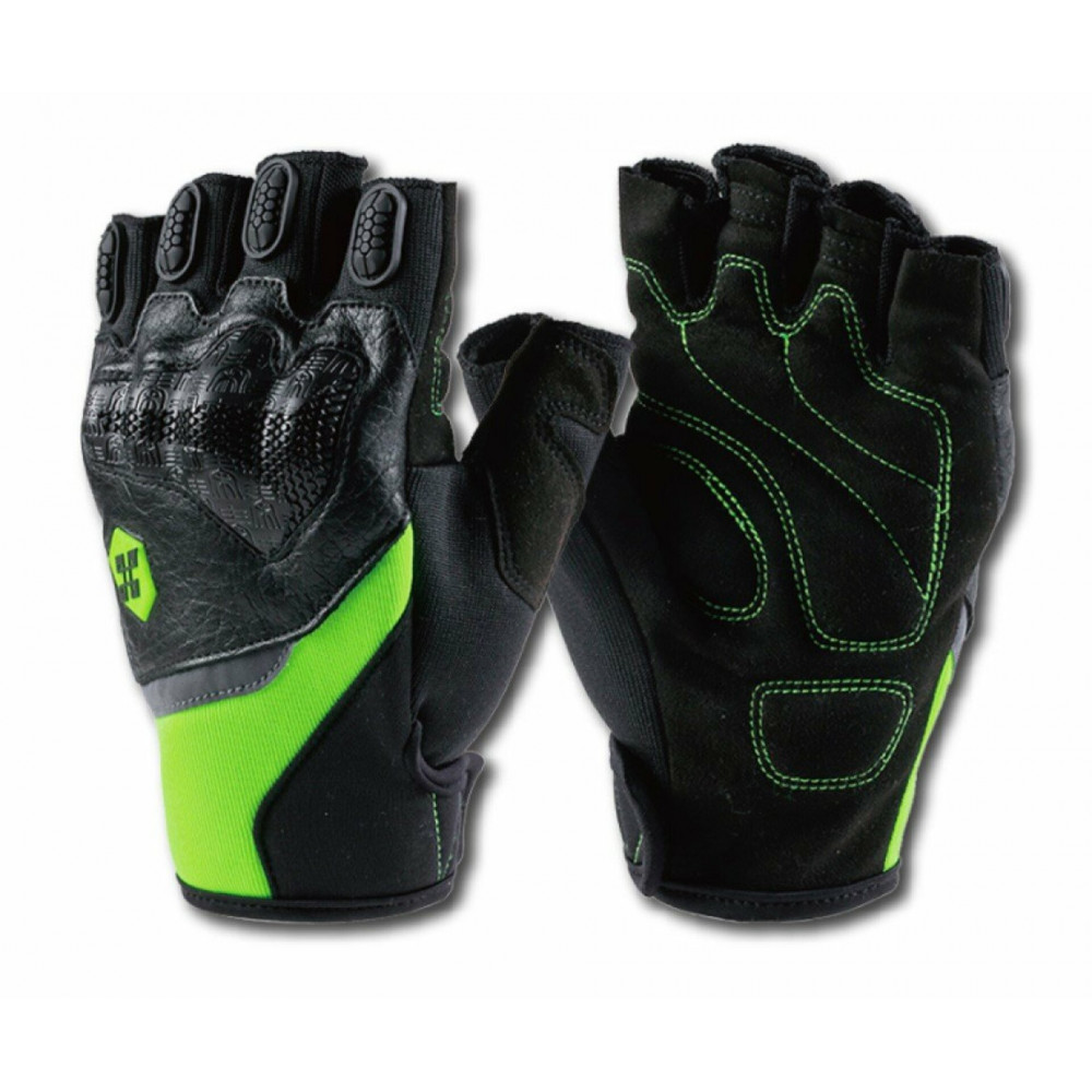 Перчатки для мотоцикла без пальцев CYCLEGEAR MTO-030B (черный-салатовый)
