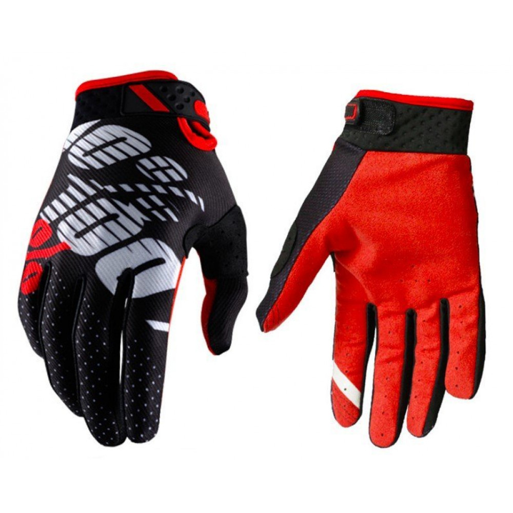 Перчатки для мотокросса ETBIKE 100% (черный-красный)