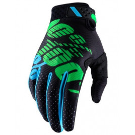 Перчатки для мотокросса ETBIKE 100% (черный-голубой-зеленый)
