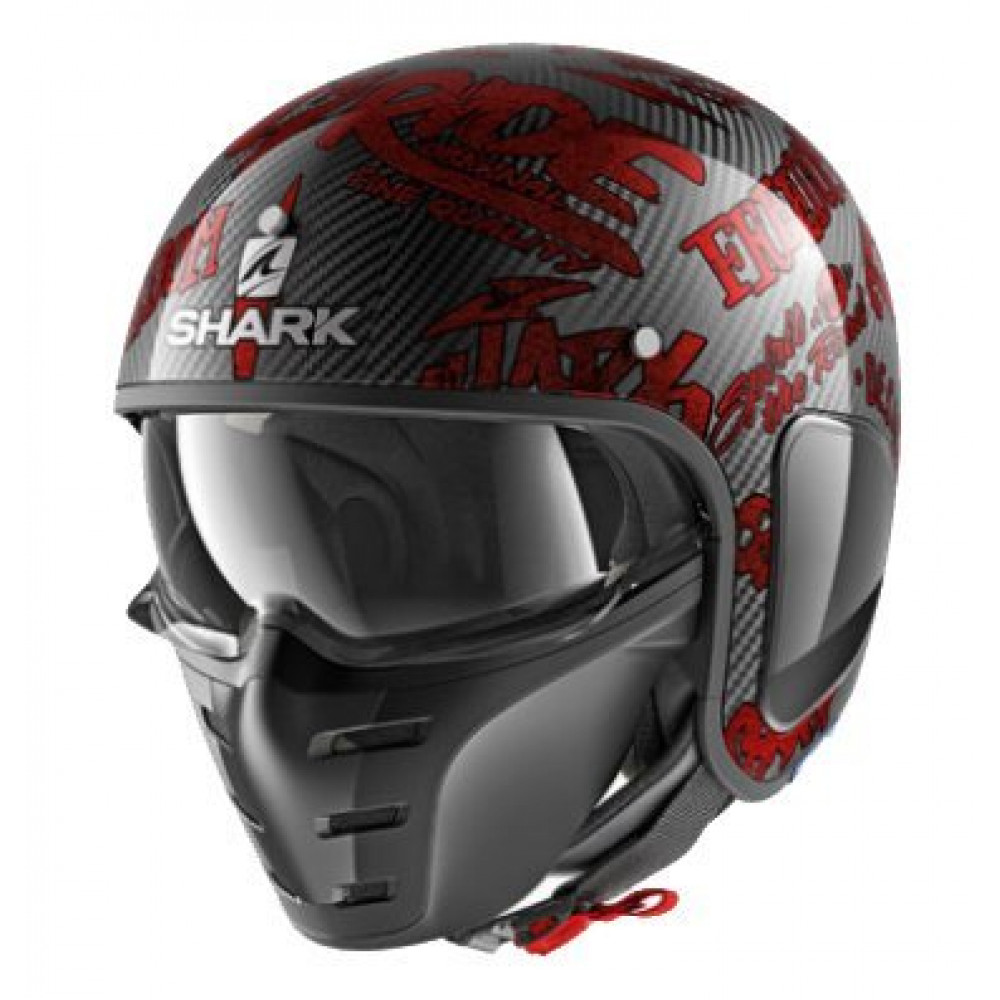 Шлем для мотоцикла SHARK S-DRAK (черный-красный надписи)