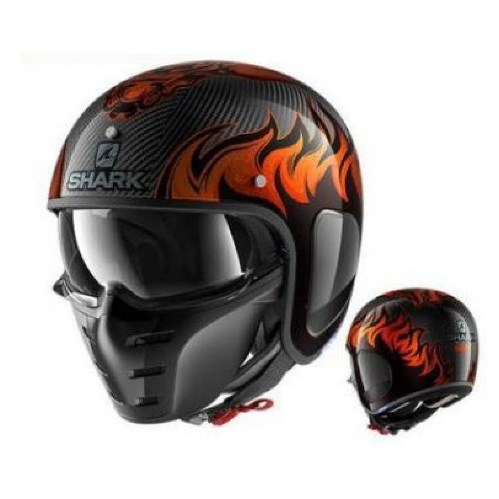 Шлем для мотоцикла SHARK S-DRAK (черный-оранжевый огонь)