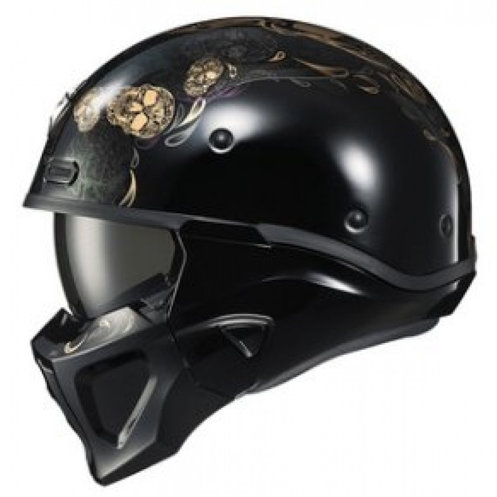 Шлем для мотоцикла SCORPION EXO (черный-золотой череп)