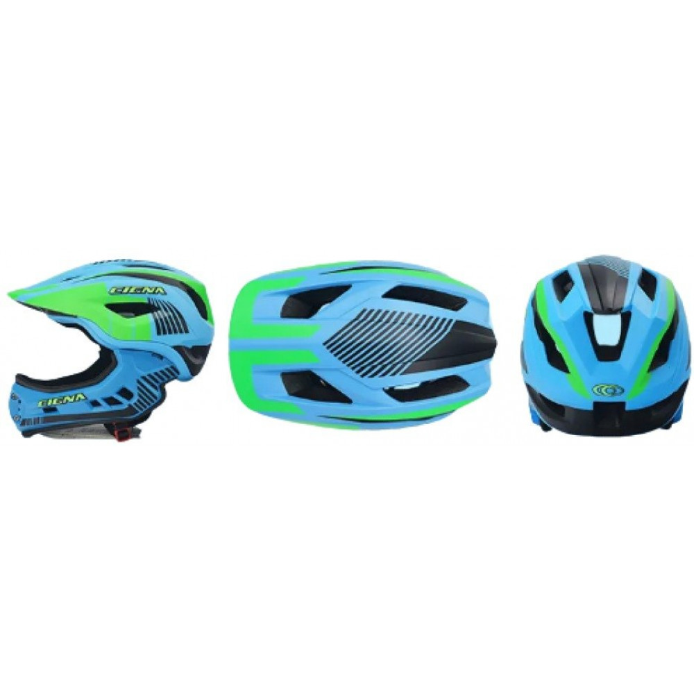 Детский шлем для мотокросса Cigna 014 (зелено-голубом)