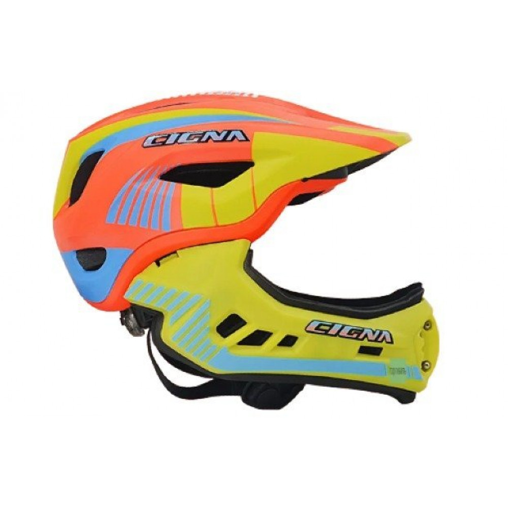 Детский шлем для мотокросса Cigna 014 (желто-оранжево-голубой)
