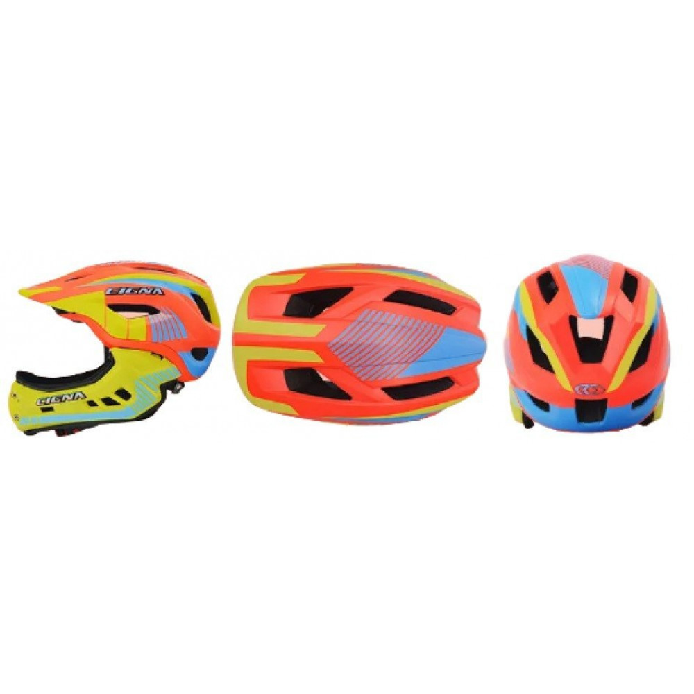 Детский шлем для мотокросса Cigna 014 (желто-оранжево-голубой)