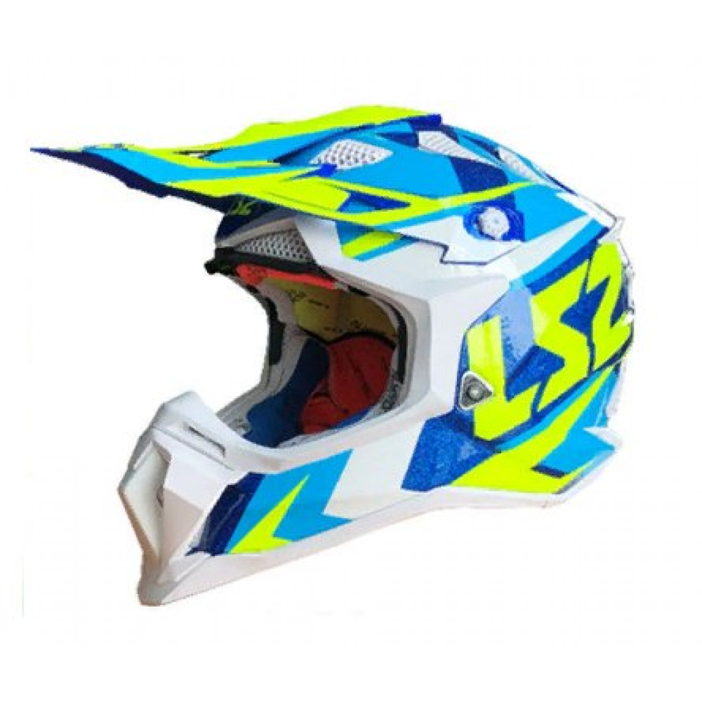 Шлем для мотокросса LS2 MX 470 (бело-желто-голубой)