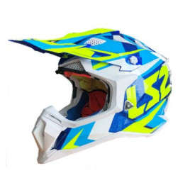 Шлем для мотокросса LS2 MX 470 (бело-желто-голубой)