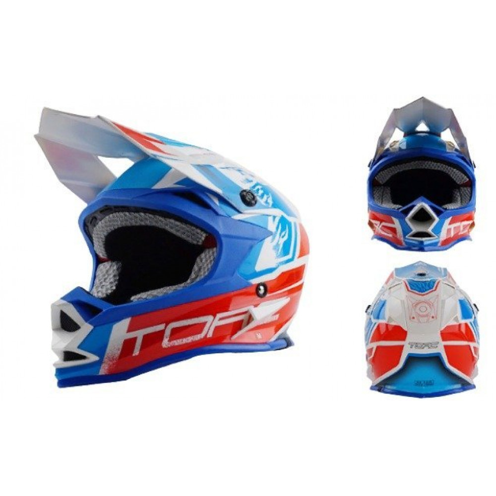 Шлем для мотокросса TORC T32 (бело-сине-красный)