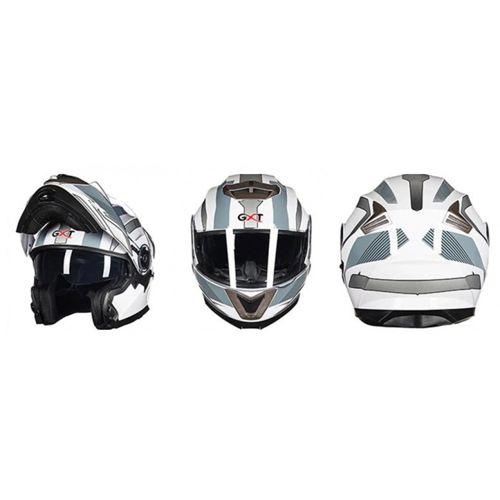 Модульный шлем для мотоцикла GXT TB55 (белый-серебряный)