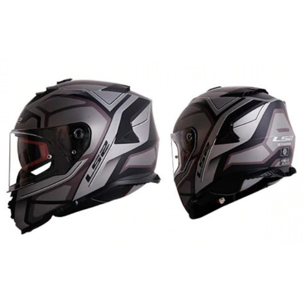 Мотоциклетный шлем LS2 FF800 (серый-черный-бардовый)