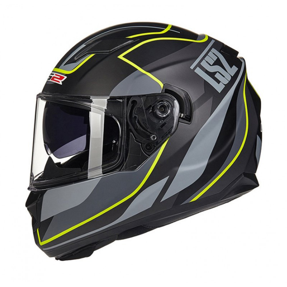 Шлем для мотоцикла LS2 FF320 (черный-серый-желтый)