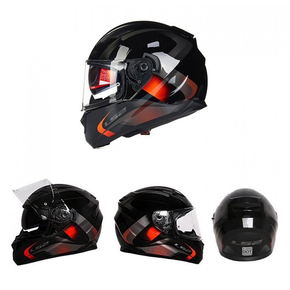Шлем для мотоцикла LS2 FF320 (черный-оранжевый)