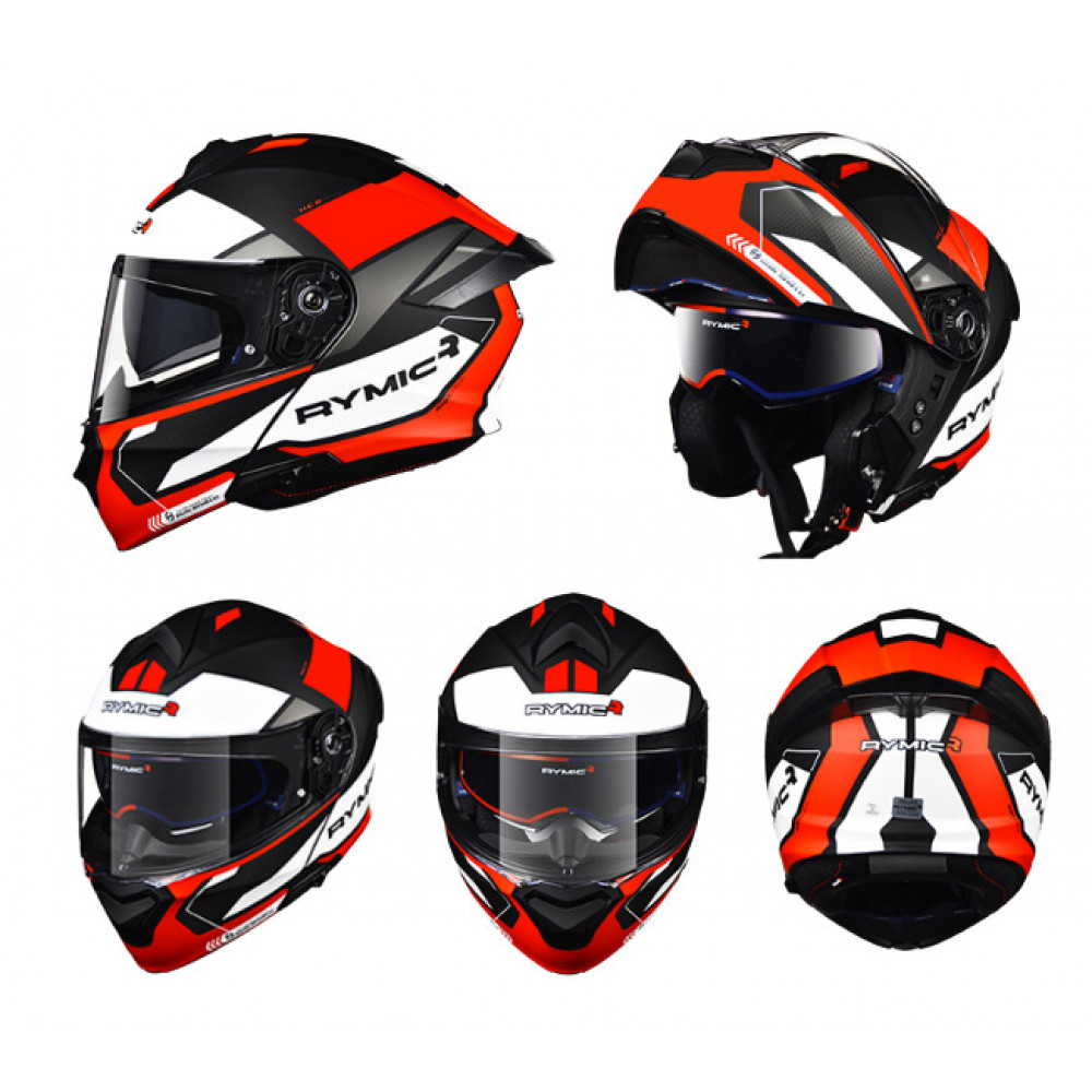 Шлем для мотоцикла RYMIC RAVGER (черный-красный-белый)