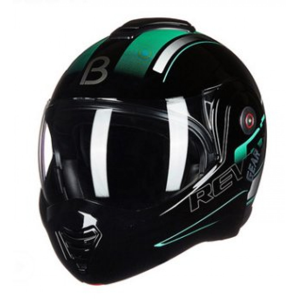 Шлем для мотоцикла BEON GEAR (черный-бирюзовый-глянцевый)
