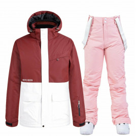 Костюм для горнолыжного спорта женский ARCTIC QUEEN FJ74 (бордовый-розовый)  