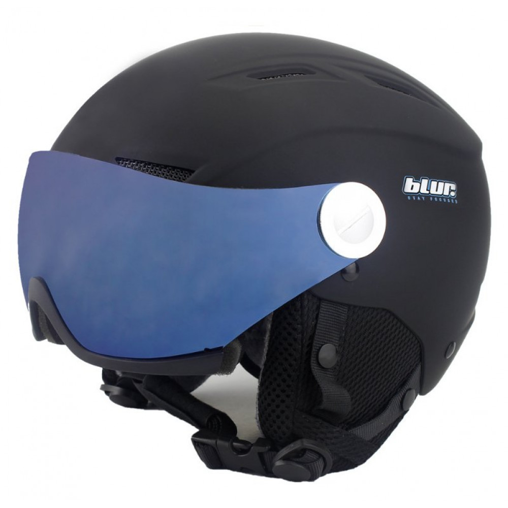Шлем для сноуборда BLUR V-021 с синим визором (черный)