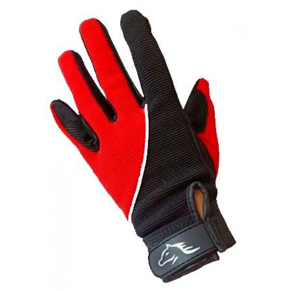 Перчатки для верховой езды детские JUST RIDE TB54 (красный-черный)