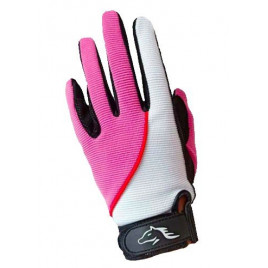 Перчатки для верховой езды детские JUST RIDE TB54 (розовый-белый-черный)