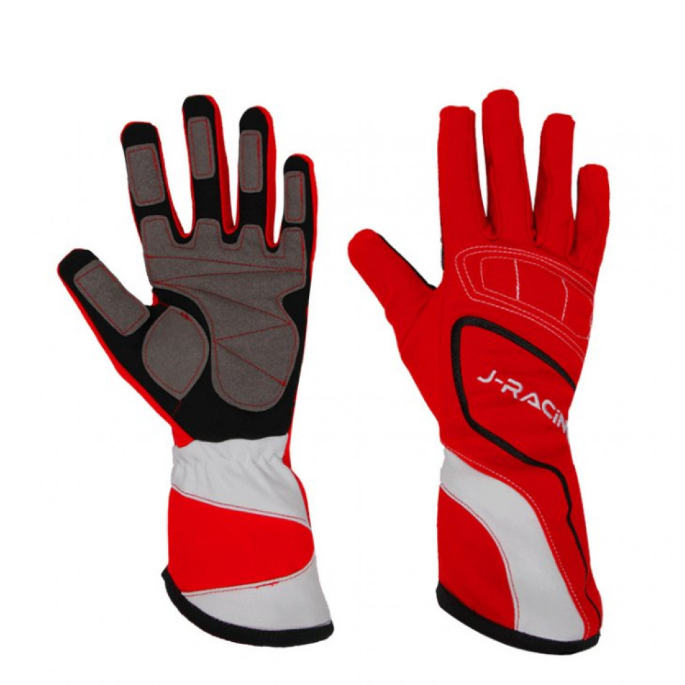 Перчатки для картинга J-RACING GL001 (красный-белый)