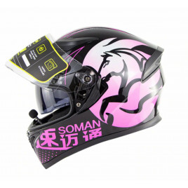 Шлем для картинга SOMAN SM839 (черный-розовый)