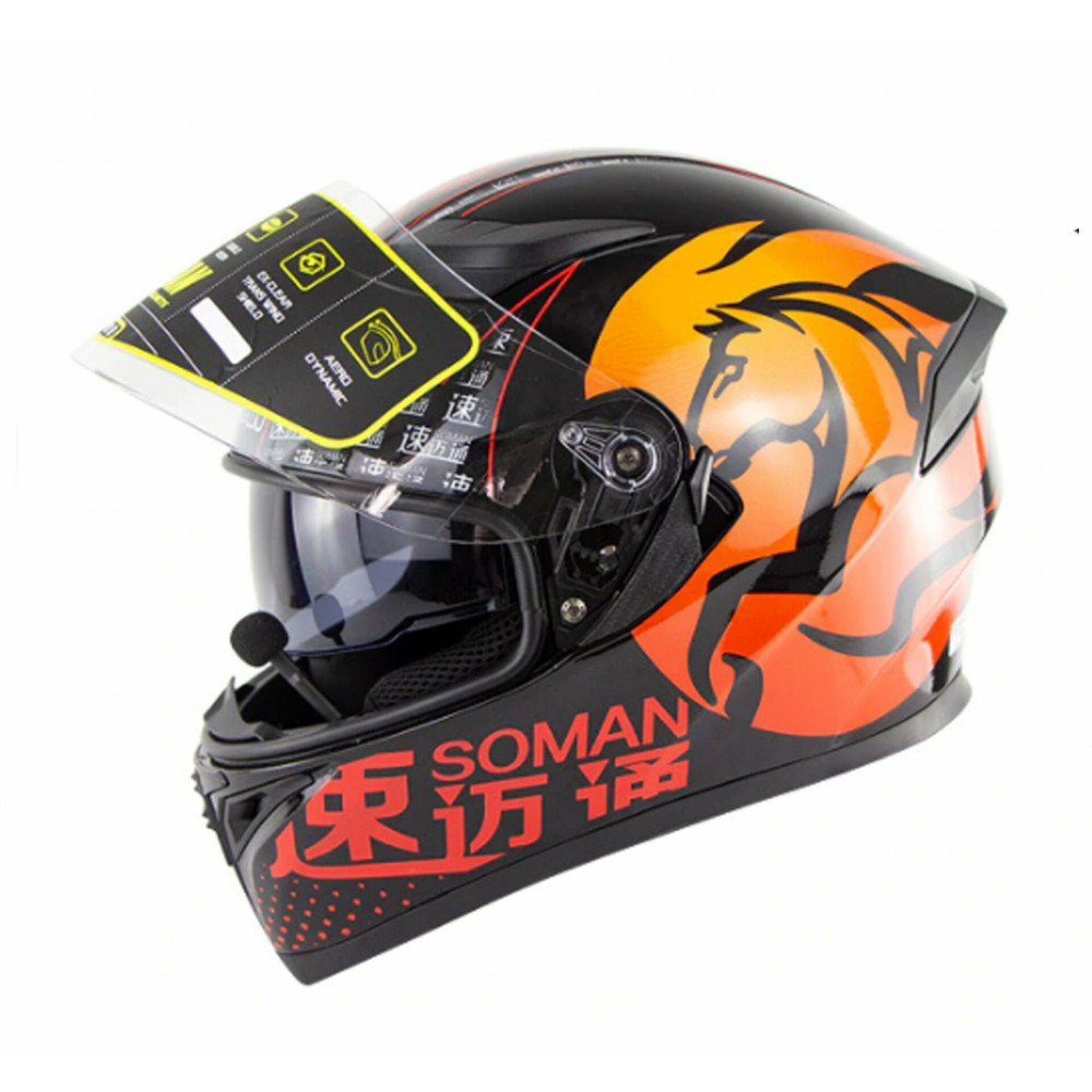 Шлем для картинга SOMAN SM839 (черно-оранжевый)