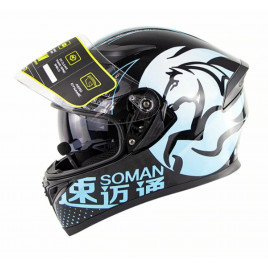 Шлем для картинга SOMAN SM839 (черный-голубой)