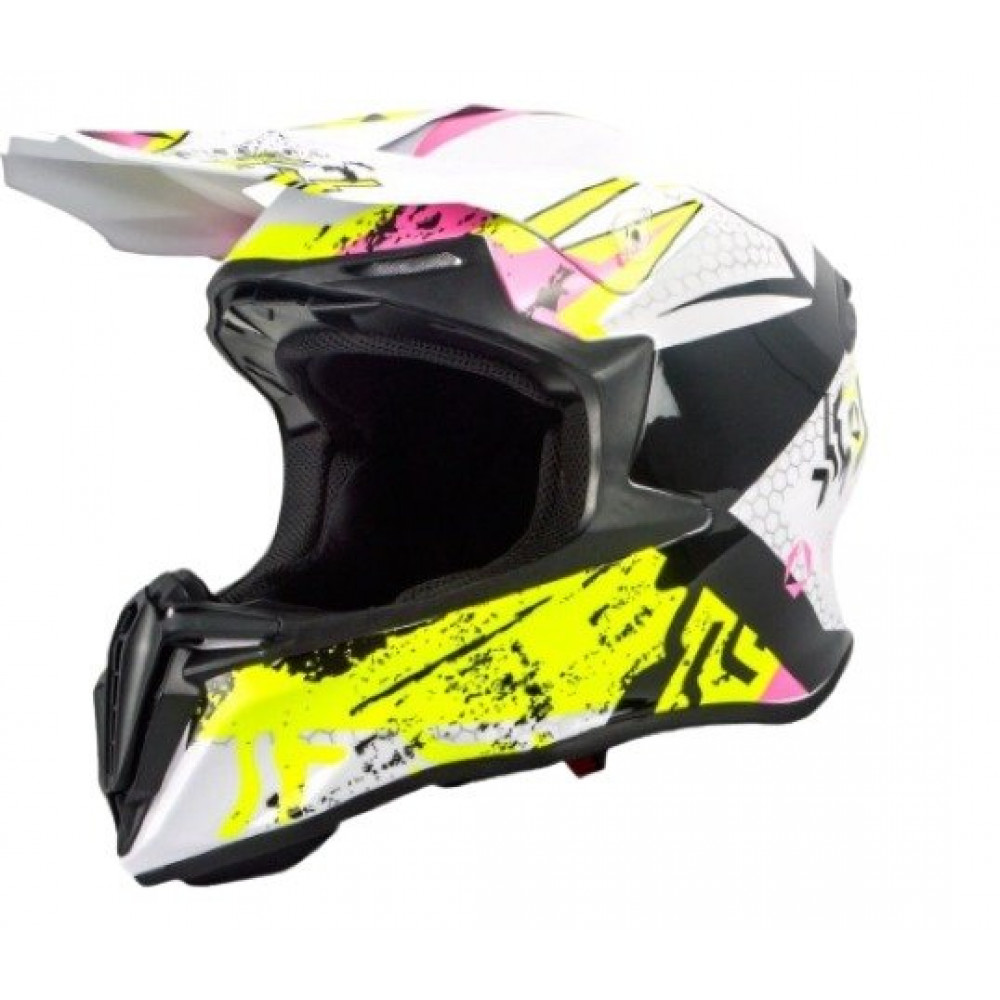Шлем для мотокросса VIRTUE 902 (бело-розово-желтый)