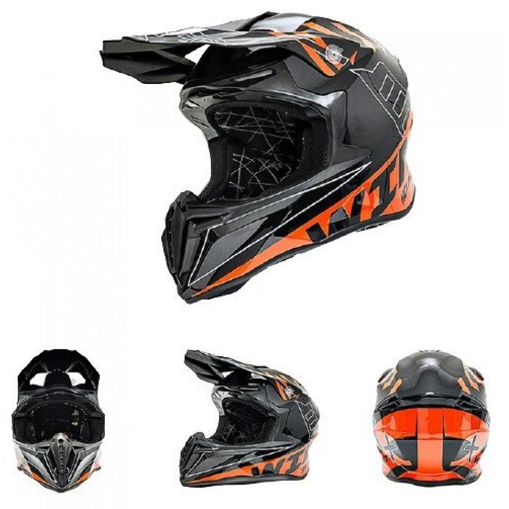 Шлем для мотокросса VIRTUE 902 (черно-оранжевый)