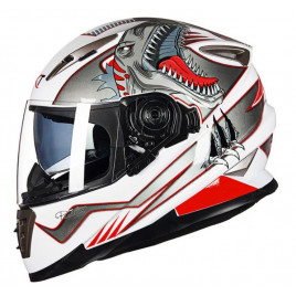 Шлем для картинга мужской GXT H999 (белый-красный-хищник)