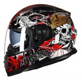 Шлем для картинга мужской GXT H999 (черный-красный-череп)