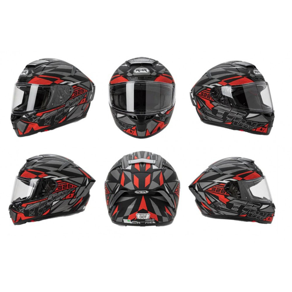Шлем для картинга RHR FF326 (красный-серый-черный)