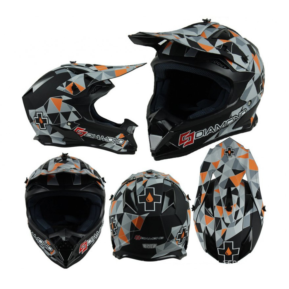Шлем для мотокросса WLT (серо-черный)