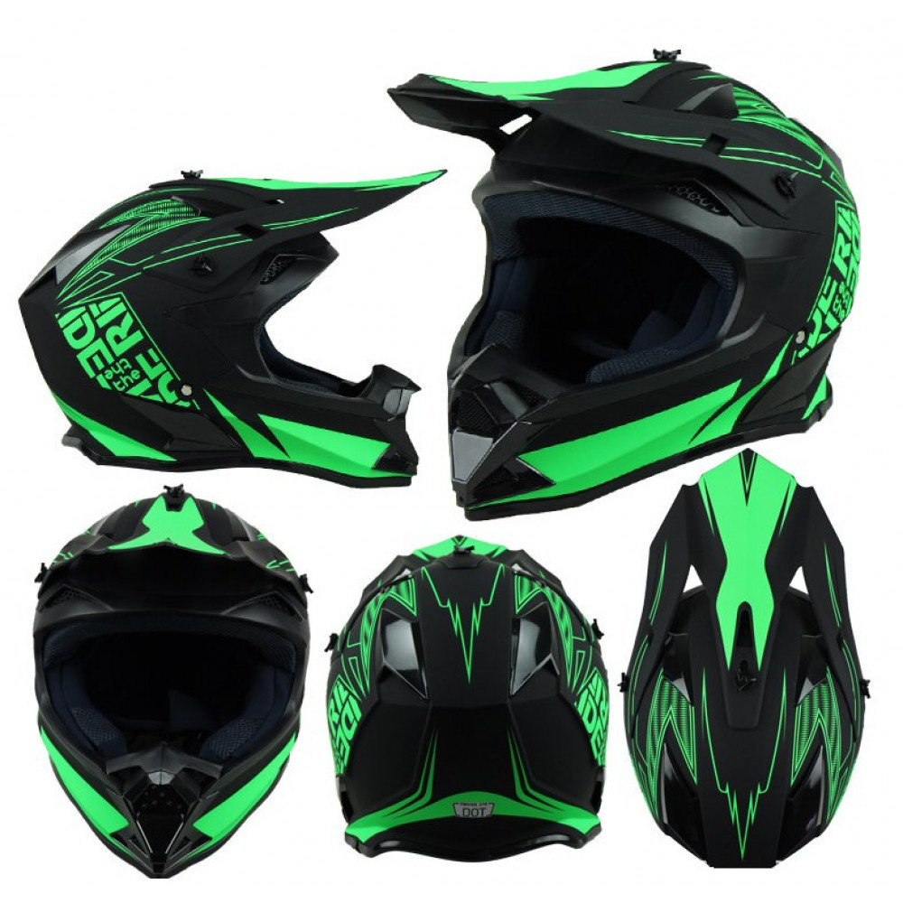 Шлем для мотокросса WLT (черно-зеленый)