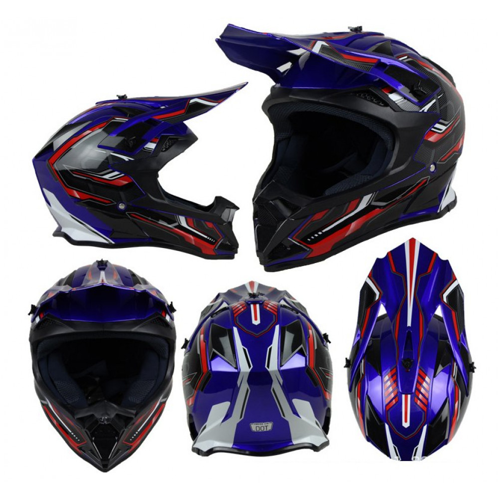Шлем для мотокросса WLT (сине-красно-черный)