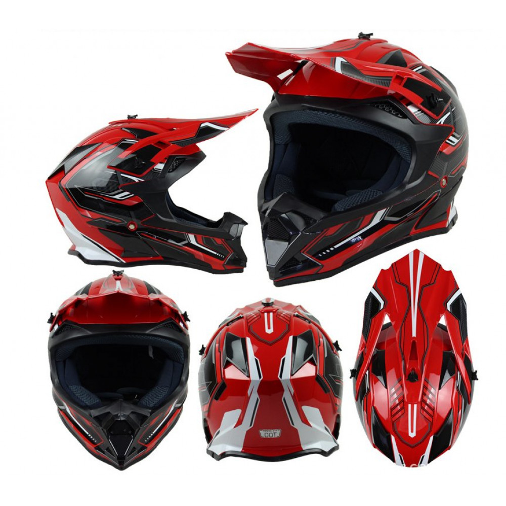 Шлем для мотокросса WLT (красно-черный)