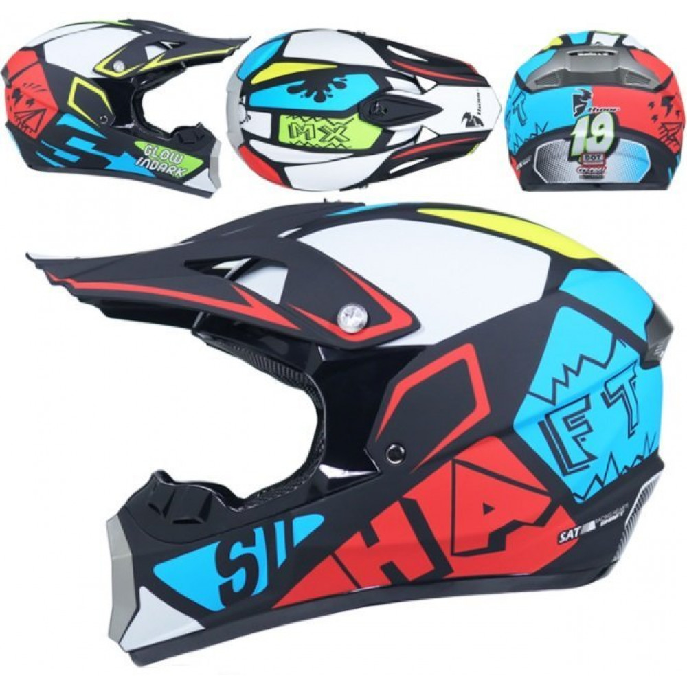 Шлем для квадроцикла KTM ER-42 (черный-красный-голубой)