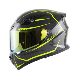 Шлем для мотоцикла SOMAN SM-X7 с золотым визором (черный-желтый)