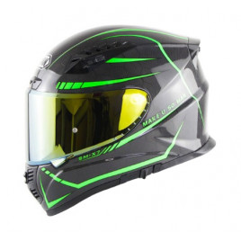 Шлем для мотоцикла SOMAN SM-X7 с золотым визором (черный-зеленый)