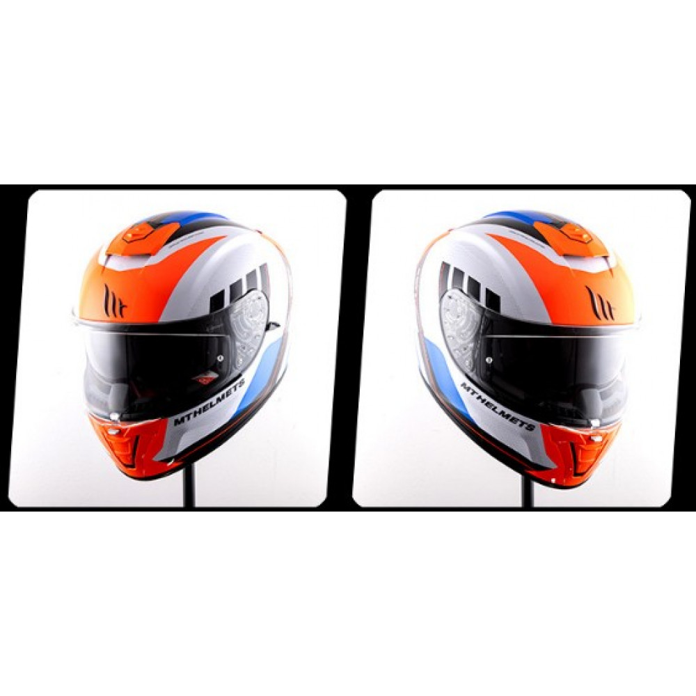 Шлем для квадроцикла MT BLADE 2 (белый-оранжевый-синий)