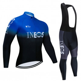 Велокостюм INEOS теплый мужской черные подтяжки (черный-синий)